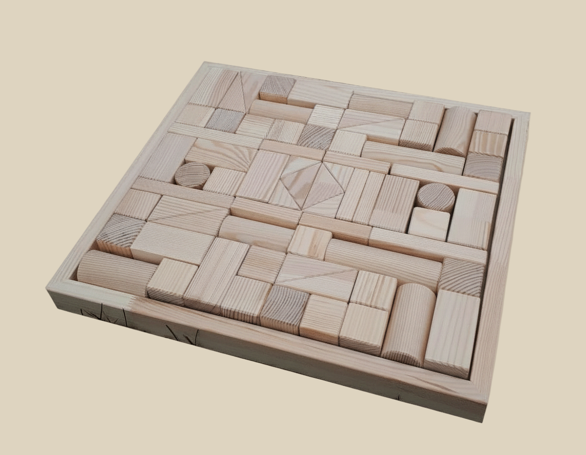 Wooden Story Holzbausteine 70-teilig – großes Bauspielset aus Naturholz für kreatives, freies Spiel