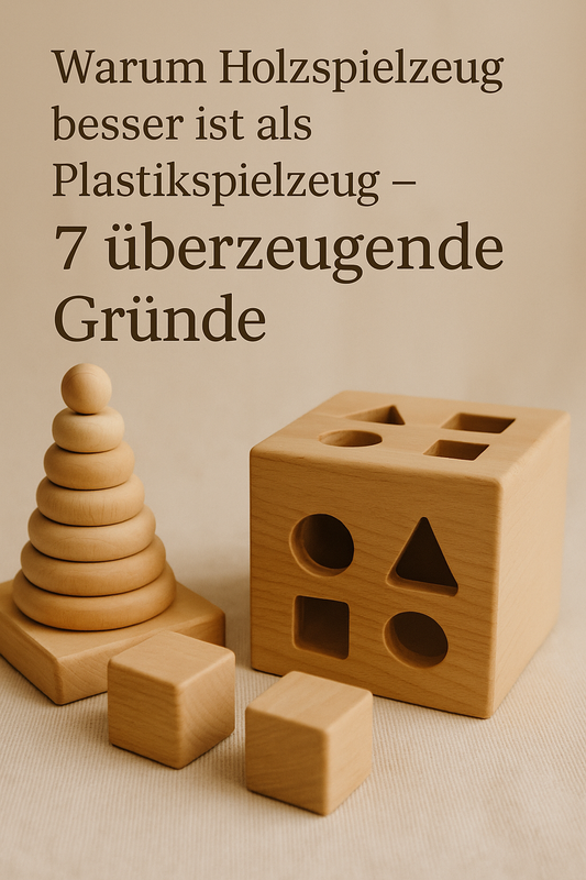 Holzspielzeug im Montessori-Stil: Stapelturm und Sortierwürfel aus Naturholz - nachhaltiges, plastikfreies Lernspielzeug für Babys und Kleinkinder