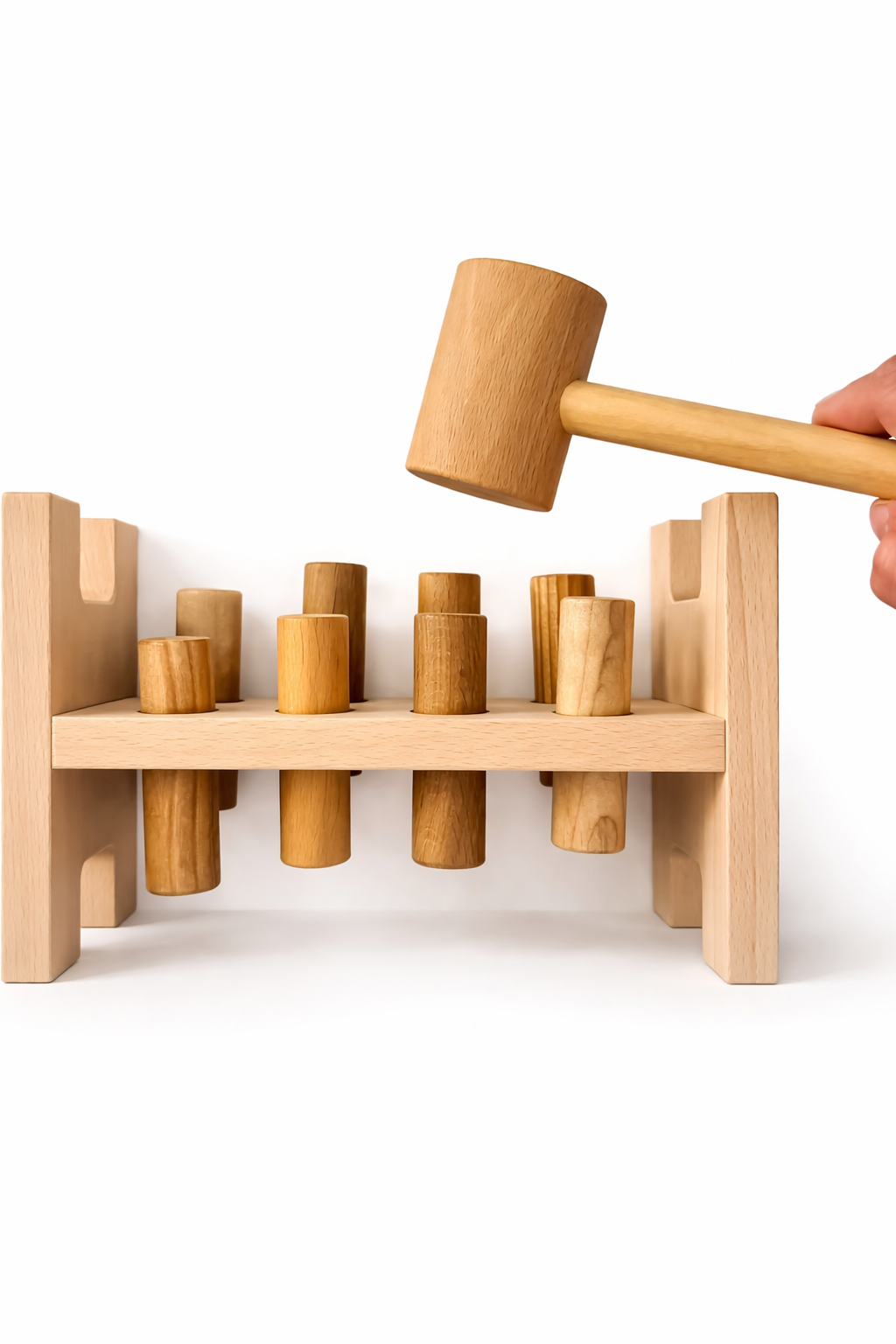 Kinder Holzspielzeug Hammerbank mit Holzhammer – fördert Feinmotorik