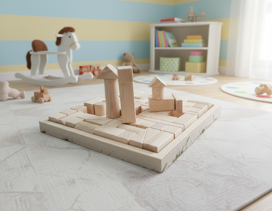 Wooden Story Holzbausteine 70-teilig – großes Bauspielset aus Naturholz für kreatives, freies Spiel