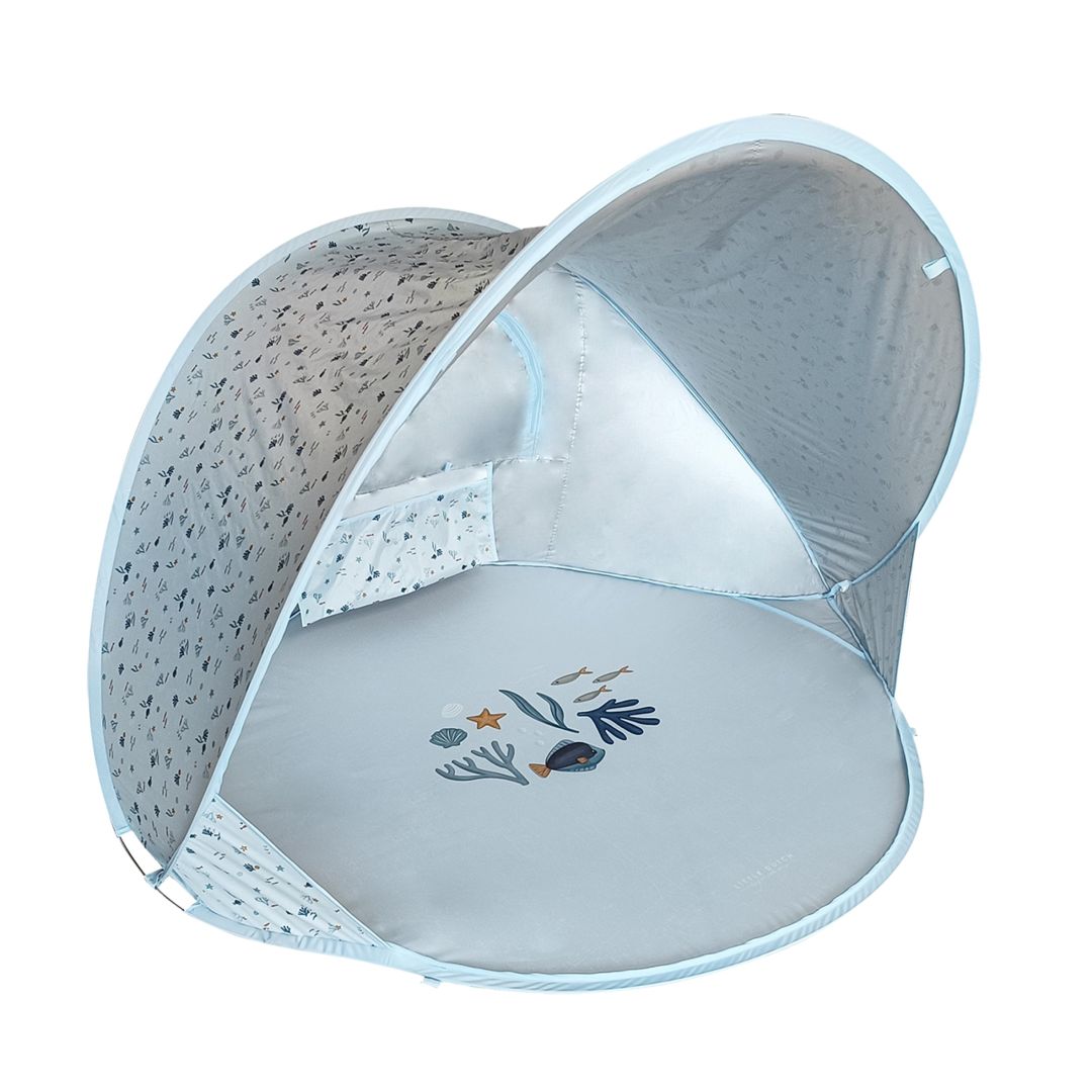 Strandmuschel Baby & Kinder blau – UV-Schutz Pop-Up Strandzelt für Urlaub & Strand 2026