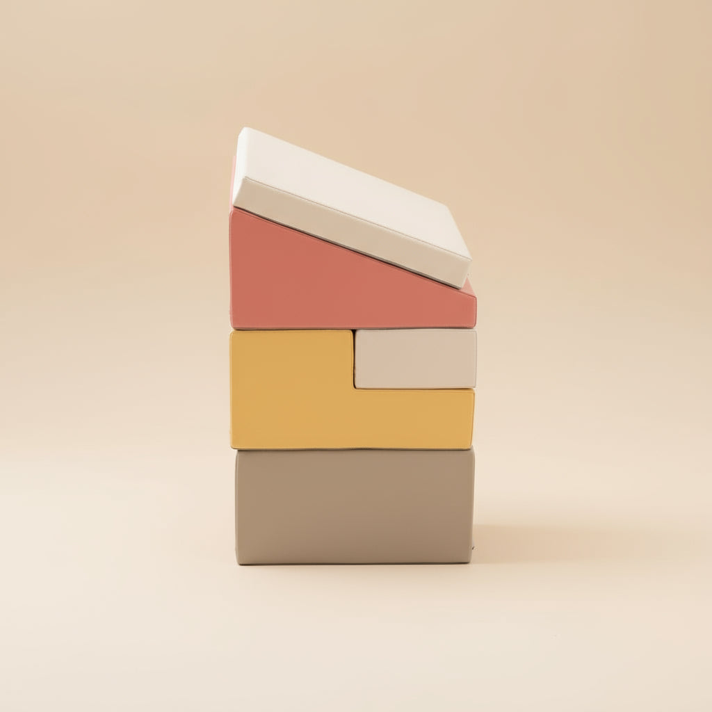 Soft Play 5 Foam Block Set - Pastel Pink Corner Climber