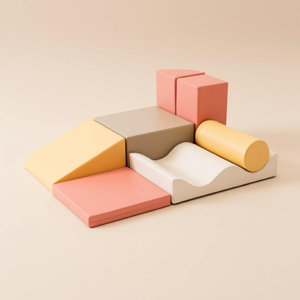 Soft Play 7 Foam Block Set - Pastel Pink Discoverer