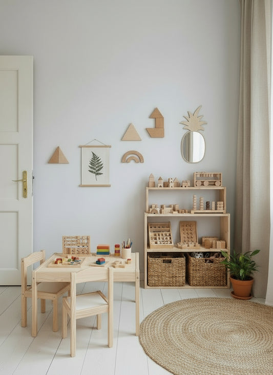 Ananas Spiegel für Kinderzimmer aus bruchsicherem Acryl und Holz im freundlichen Naturlook