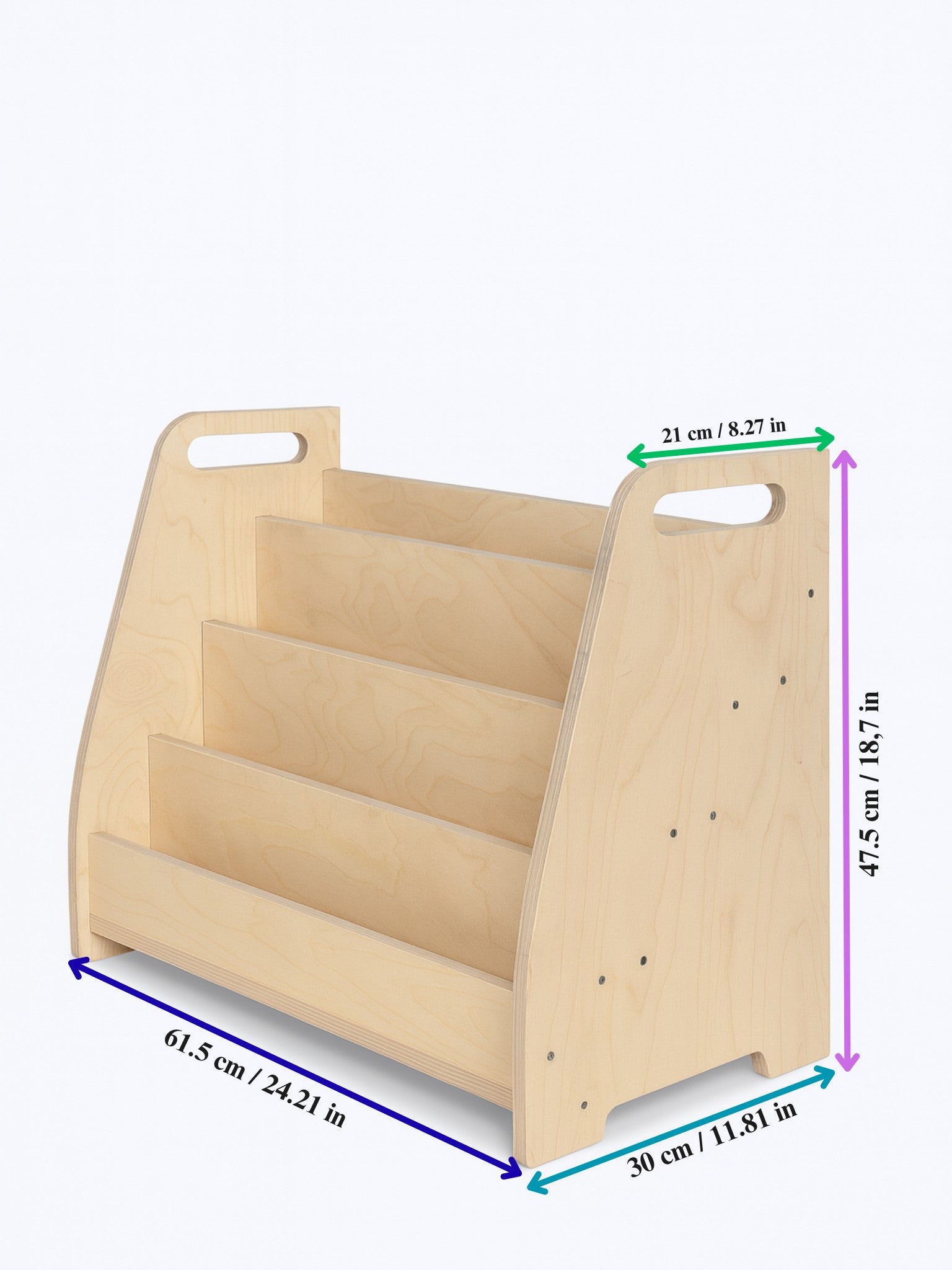 Montessori Bücherregal aus Holz – 4-stufiges Kinderregal im natürlichen Boho-Stil für Bücher und Spielzeug