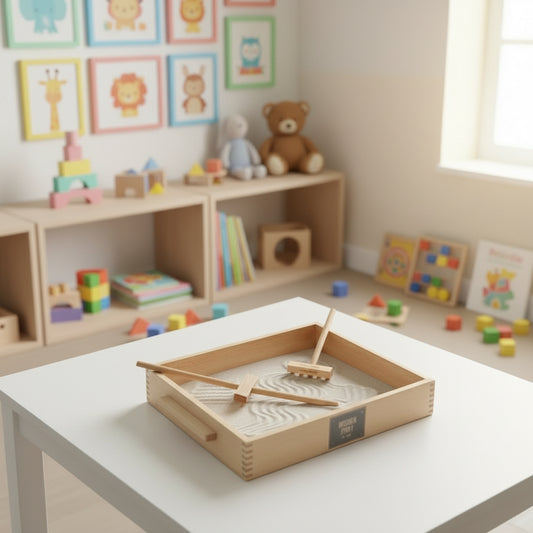 Wooden Story Montessori Sandtablett aus Holz – Lernspielzeug zum Schreiben, Fühlen und sensorischen Entdecken