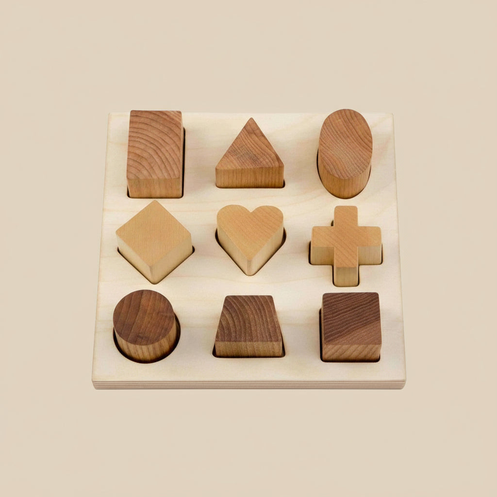 Wooden Shape Sorting Blocks - Natural