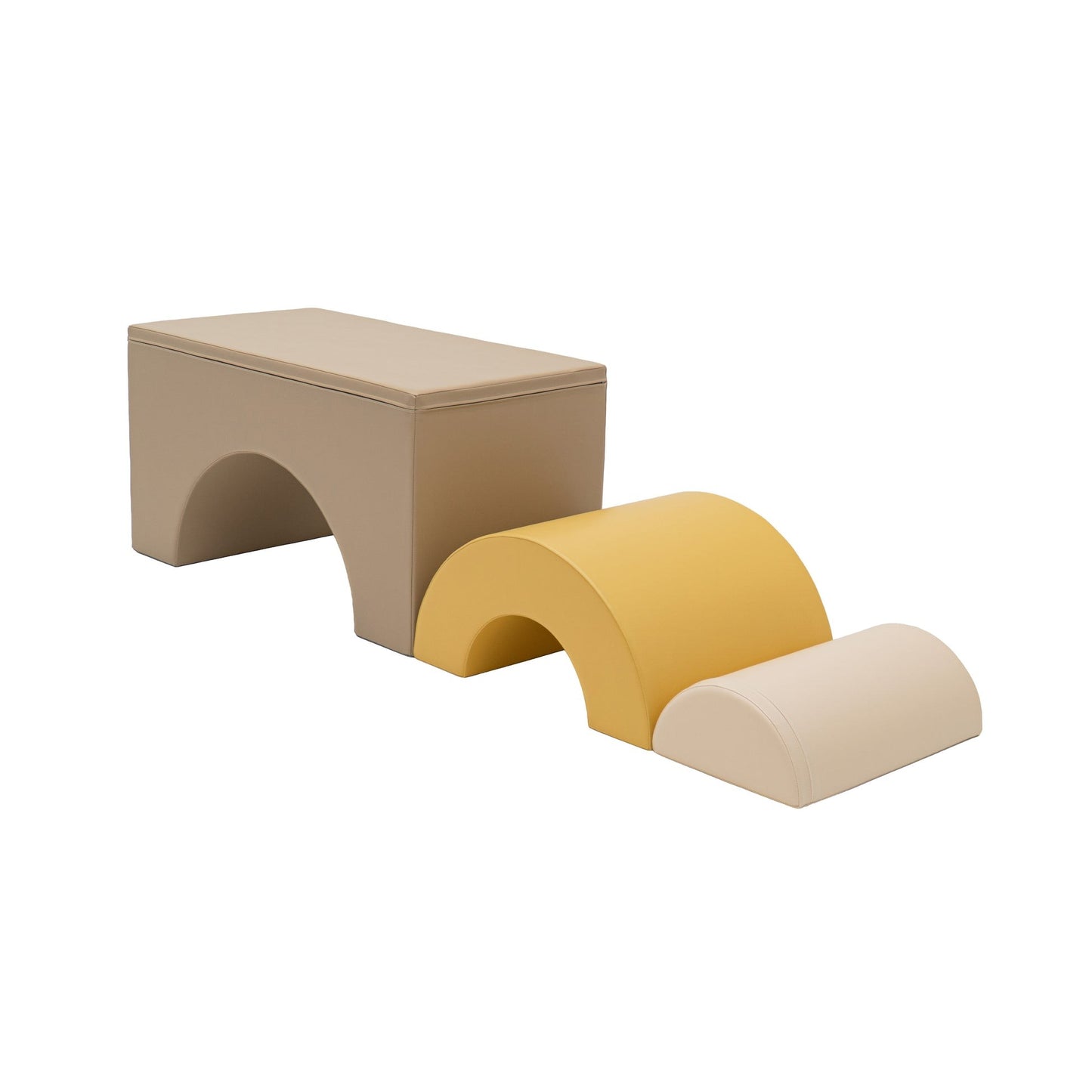 Modulares Softplay Set aus Schaumstoff in Naturtönen – IGLU Rainbow Bridge