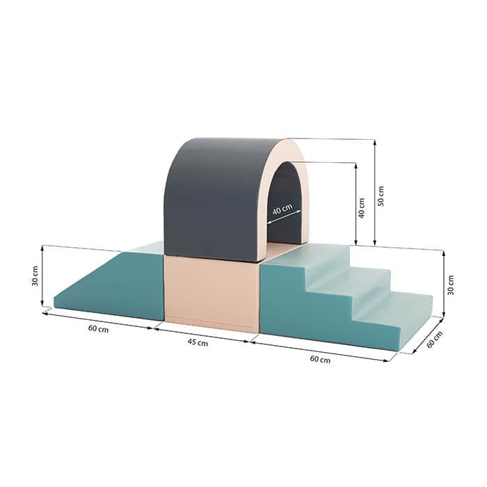 IGLU Tunnel-Spielset Pastell – modulare Schaumstoffelemente