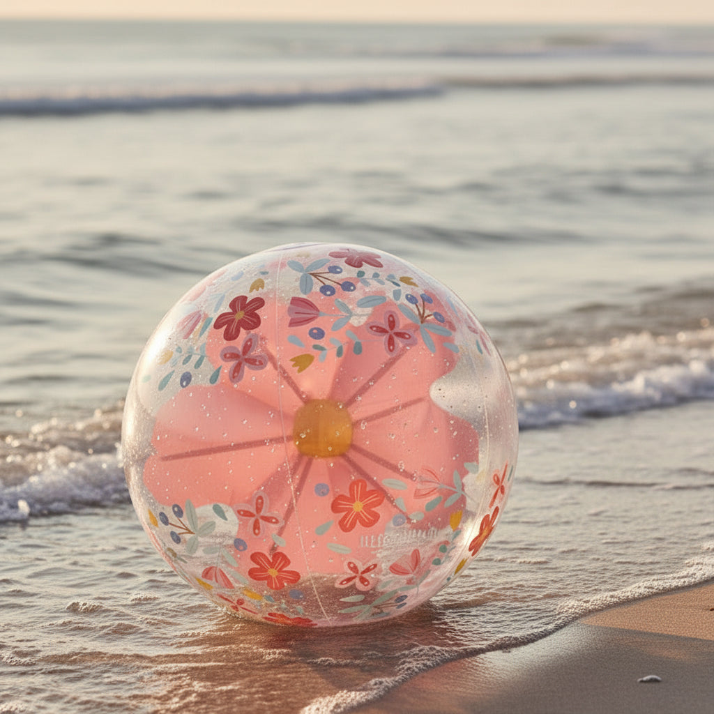 Strandball Kinder Ø 50 cm Pink Flowers – 3D Effekt für extra Spielspaß