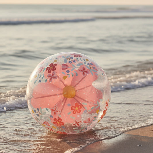 Strandball Kinder Ø 50 cm Pink Flowers – 3D Effekt für extra Spielspaß