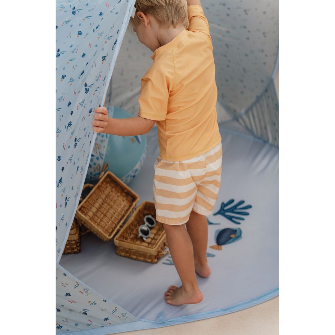 Strandmuschel Baby & Kinder blau – UV-Schutz Pop-Up Strandzelt für Urlaub & Strand 2026