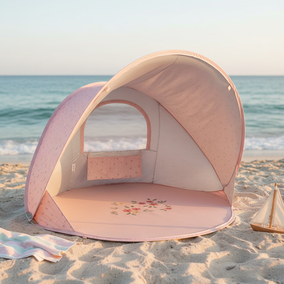 Strandmuschel Baby & Kinder pink – UV Schutz Pop-Up Strandzelt für Strand & Urlaub