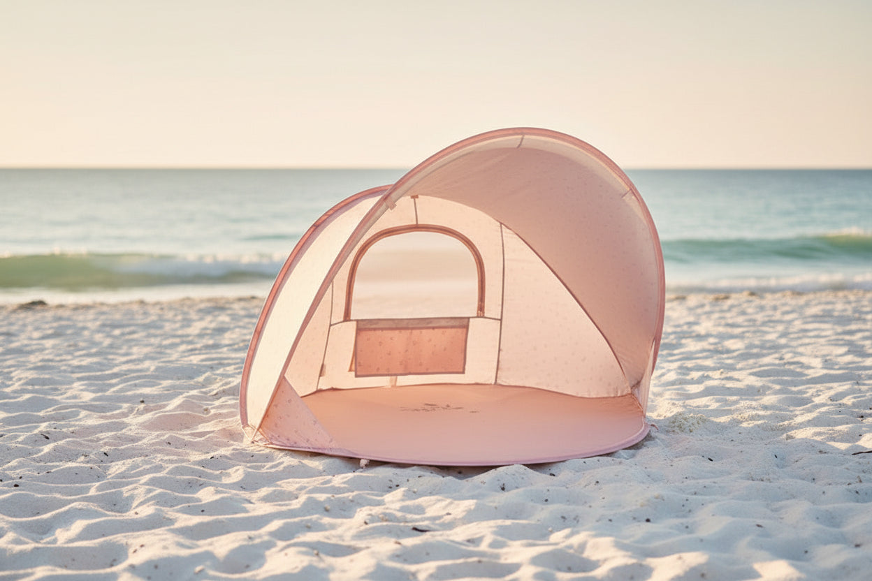 Strandmuschel Baby & Kinder pink – UV Schutz Pop-Up Strandzelt für Strand & Urlaub