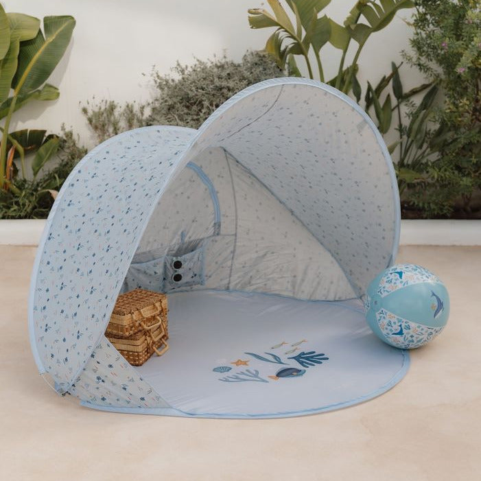Strandmuschel Baby & Kinder blau – UV-Schutz Pop-Up Strandzelt für Urlaub & Strand 2026