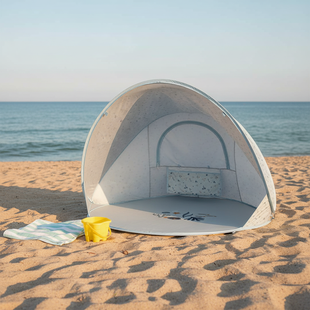 Strandmuschel Baby & Kinder blau – UV-Schutz Pop-Up Strandzelt für Urlaub & Strand 2026