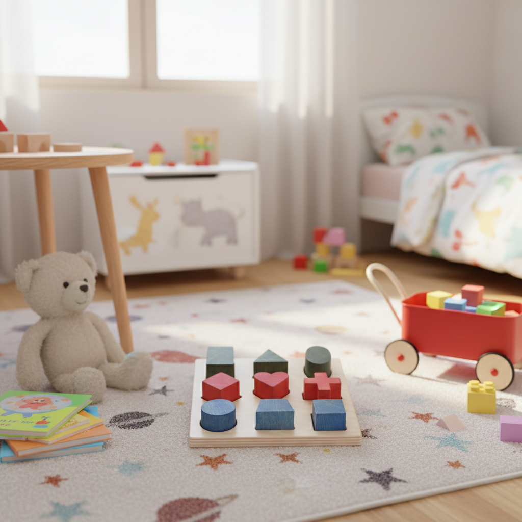 Montessori-Holzbausteine von Wooden Story – buntes 9-teiliges Set für kreative Lernmomente