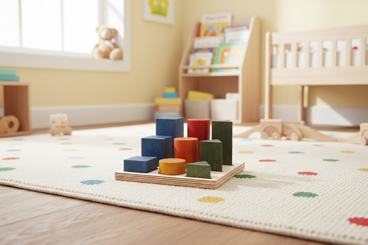Montessori-Holzbausteine von Wooden Story – buntes 9-teiliges Set für kreative Lernmomente
