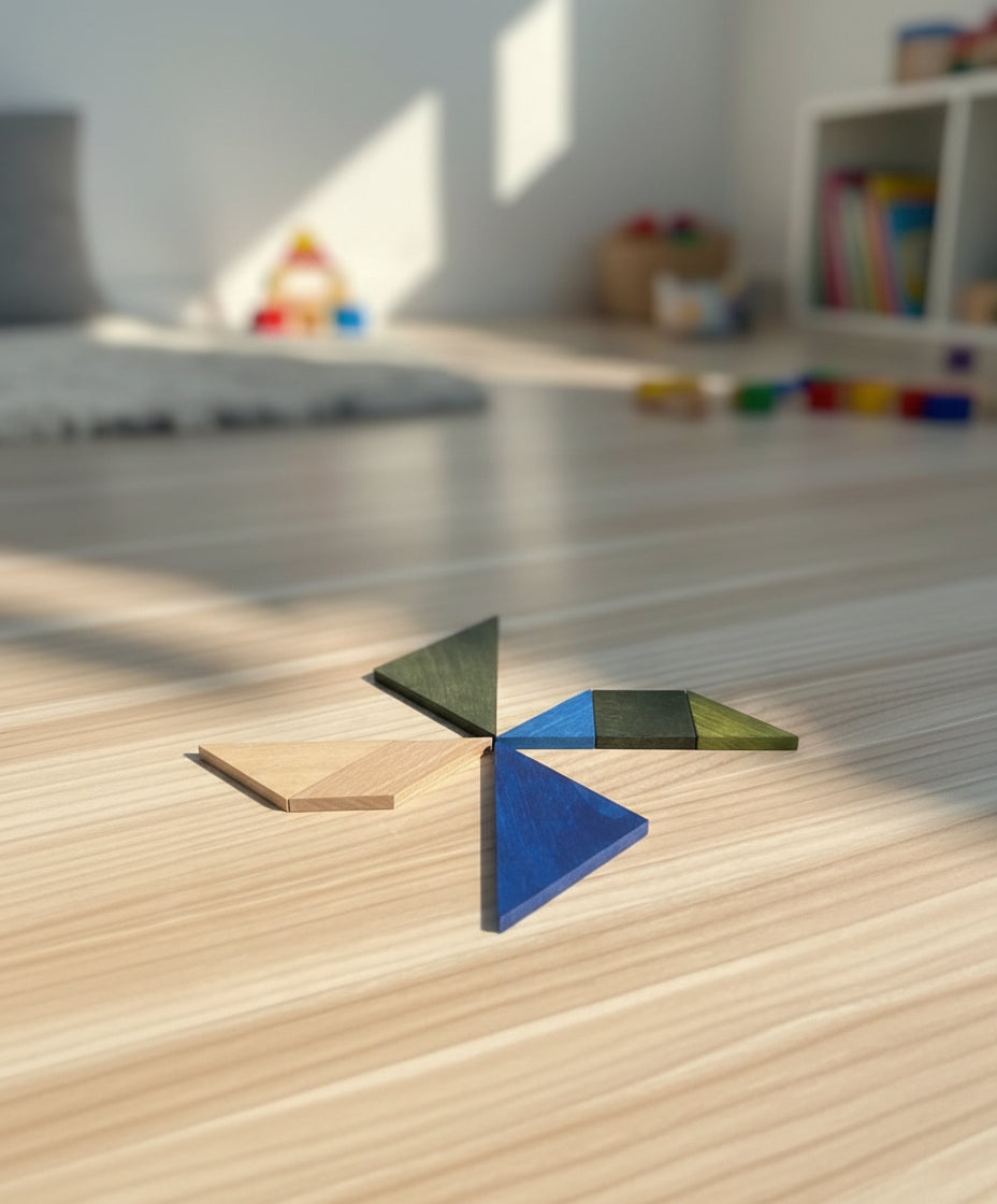 Holz Tangram im Montessori-Stil – kreatives Lernpuzzle aus Naturholz zur Förderung von Logik und Konzentration